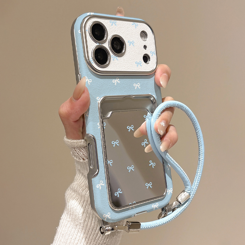 Phone Wallet Combo - حافظة هاتف لطيفة بتصميم فيونكة ومرآة