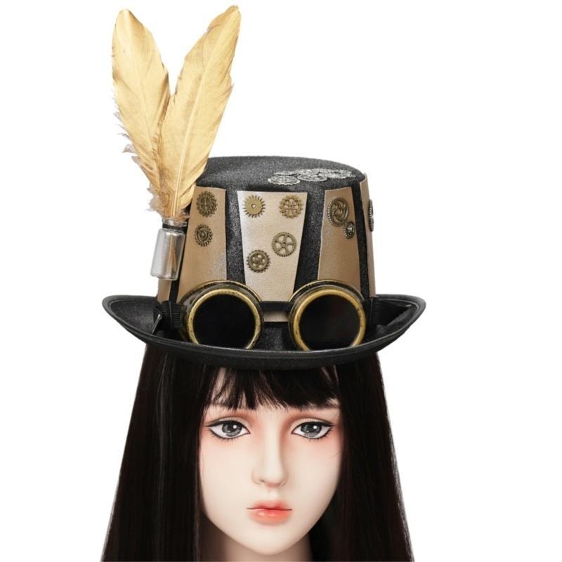 Men'S Victorian Accessories - 652F Gold Gear Top Hat غطاء