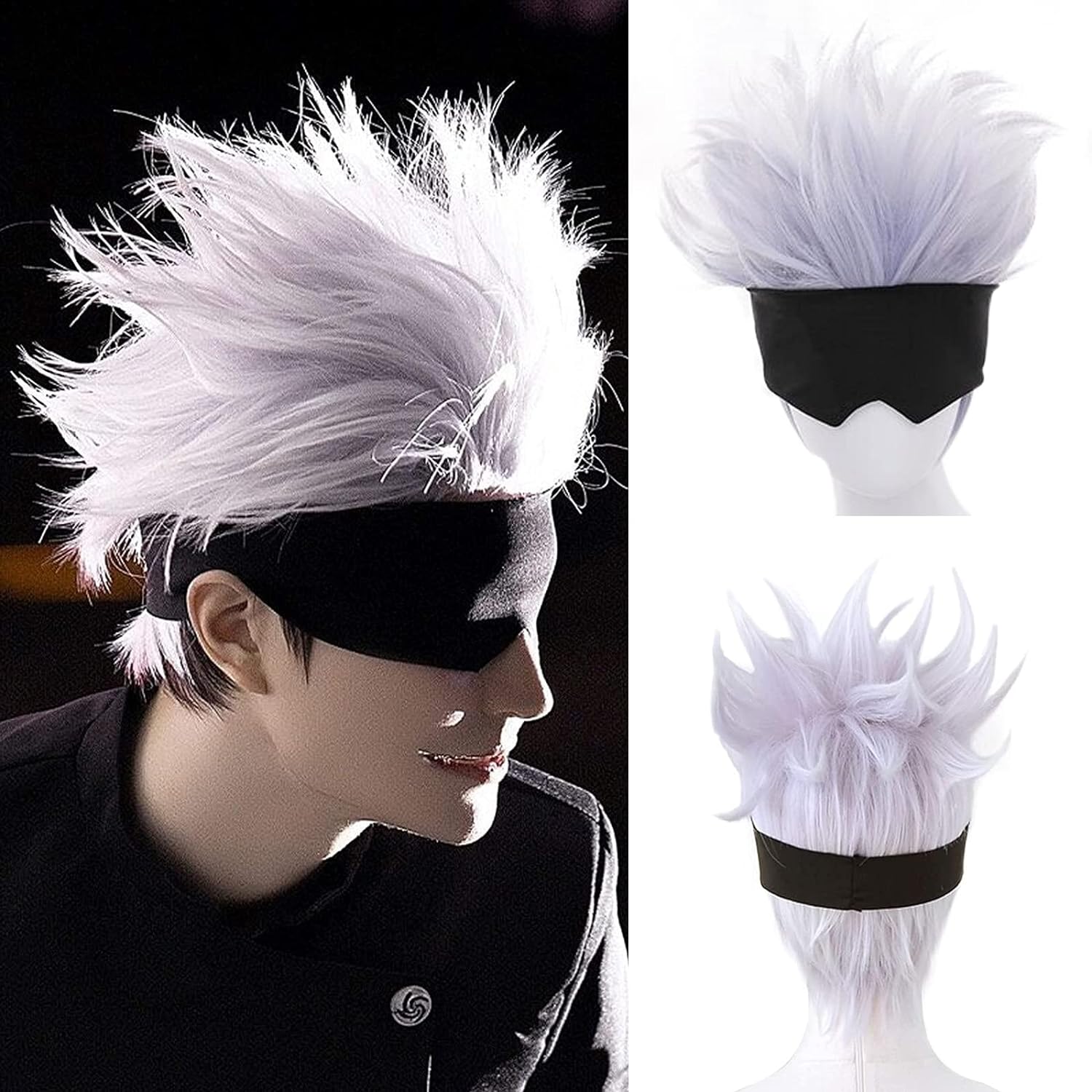 Men Accessories In Silver - شعر مستعار تنكري قصير مموج ،