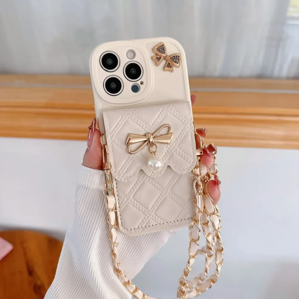Phone Wallet Combo - ثلاثية الأبعاد Bowknot Crossbody محفظة حمل