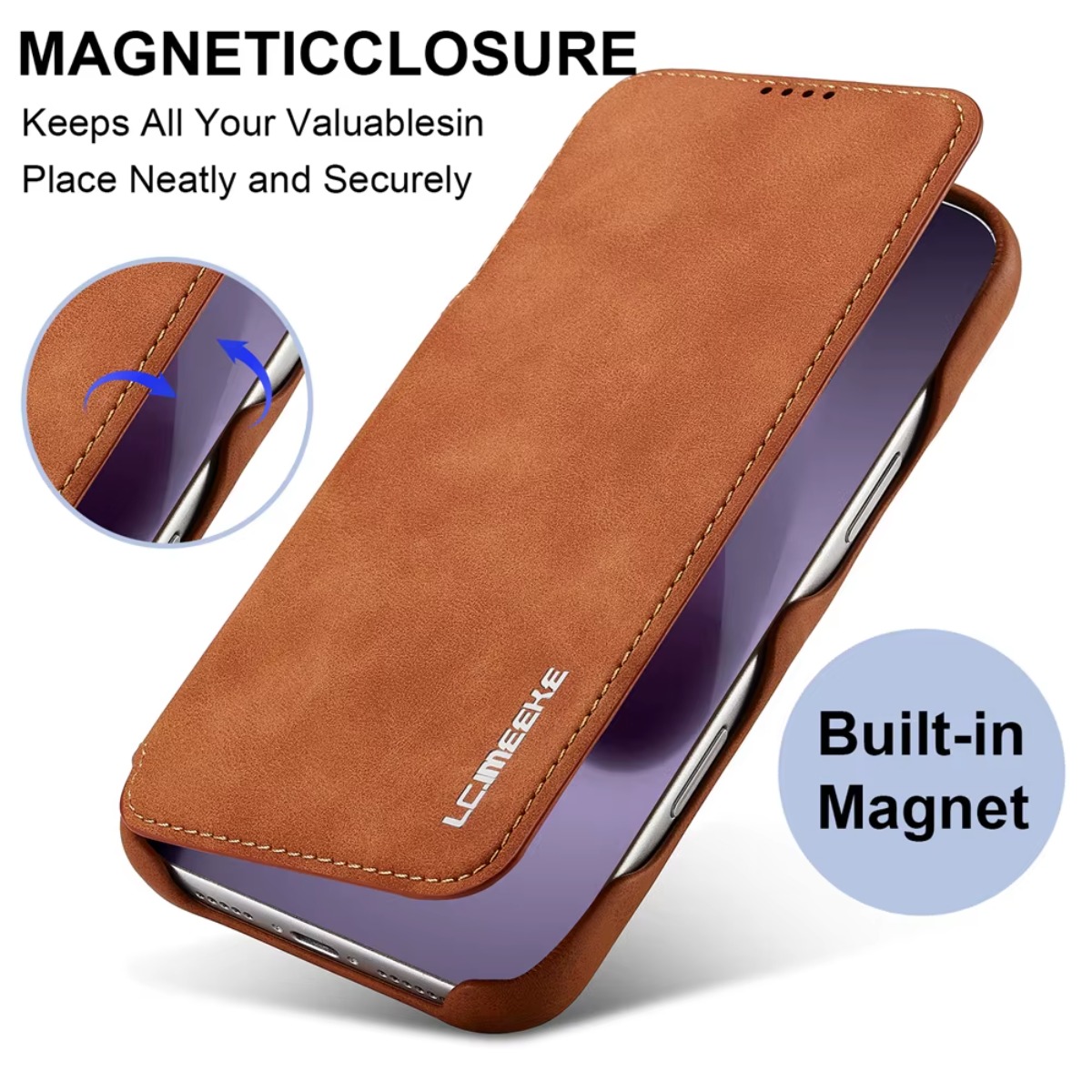 Phone Wallet Combo - محفظة جلدية غطاء الوجه المغناطيسي مع