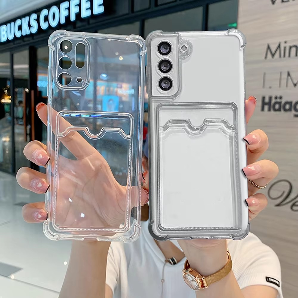 Phone Wallet Combo - غطاء هاتف شفاف من السيليكون مع