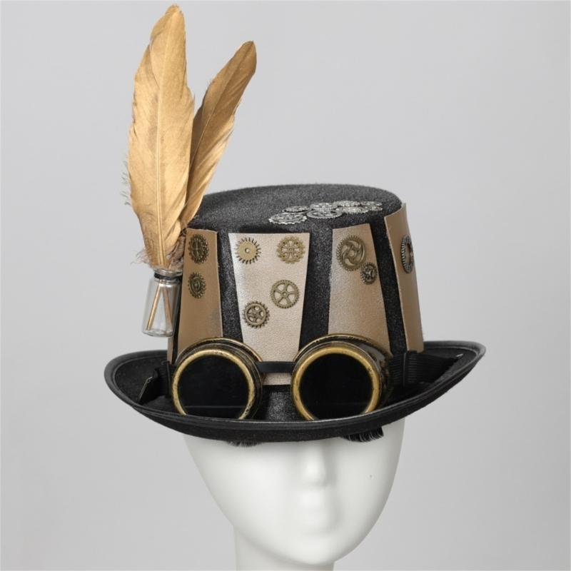 652F Gold Gear Top Hat غطاء رأ - مراجعة Men'S Victorian Accessories وسعره