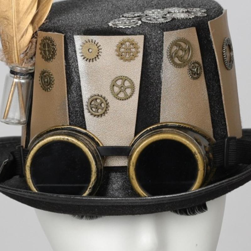 652F Gold Gear Top Hat غطاء رأ - مراجعة Men'S Victorian Accessories وسعره