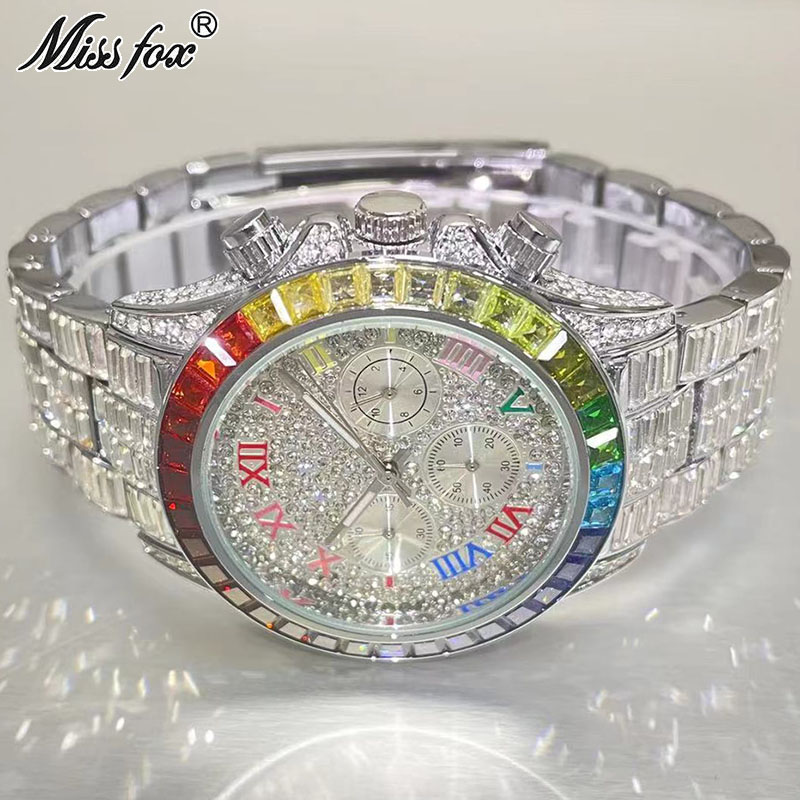 MISSFOX الفاخرة مثلج ساعة للرج - مراجعة Men'S Accessories Luxury Brands وسعره
