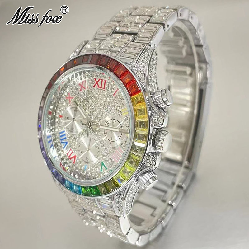 MISSFOX الفاخرة مثلج ساعة للرج - مراجعة Men'S Accessories Luxury Brands وسعره